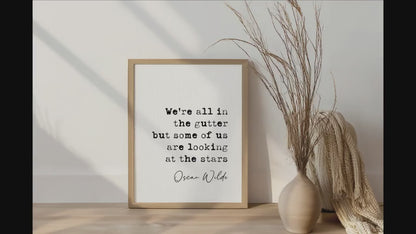 Oscar Wilde Quote Print We're All In The Gutter Minimalist Home Décor Oscar Wilde Quote Poster Wall Art Inspirational Literature Unframed